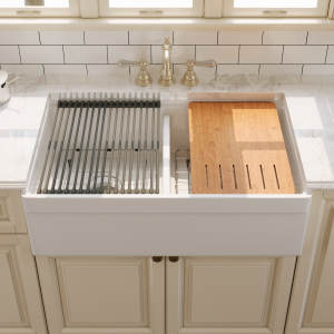 DeerValley DV-1K0162W Workstation Kitchen Sinks 33in Apron Double Bowl