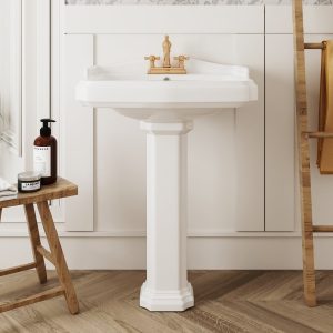 DeerValley DV-1P522 Pedestal Sinks 23-Inch Backsplash Deep Basin Overflow