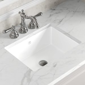 DeerValley DV-1U0477 18 x 13.5 Inch Undermount Bathroom Sink, White Ceramic Under Counter Bathroom Sinks, Modern Lavatory Vanity Bath Wash Bowl Basin with Overflow