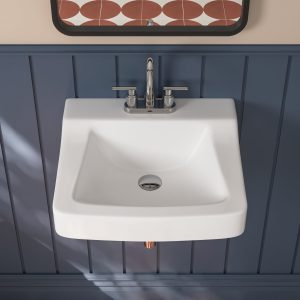 Deervalley DV-1WS0129 17.32" Rectangular Wall-Mount Bathroom Sink, Overflow Hole