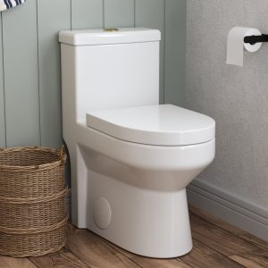 DeerValley Liberty Compact Toilets with Crisp White Button - High-Efficiency Round Toilet (Seat Included),DV-1F52812-G/W/B